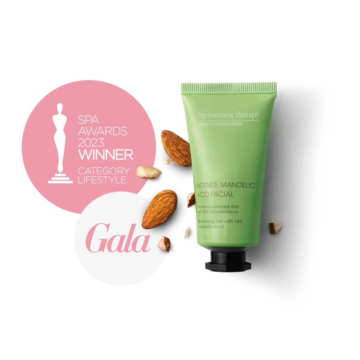 Spilanthox therapy Winner der Spa Awards von Gala in der Kategorie Lifestyle / Intense Mandelic Acid Facial Hauterneuerndes Gel mit 10% Mandelsäure