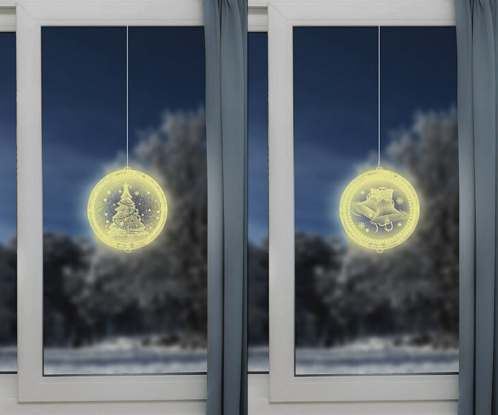 Zwei weihnachtliche Fenster-Lichter schmücken das Zuhause: Lunartec Weihnachtliches Fenster-Licht mit Glocken- oder Weihnachtsbaum-Motiv