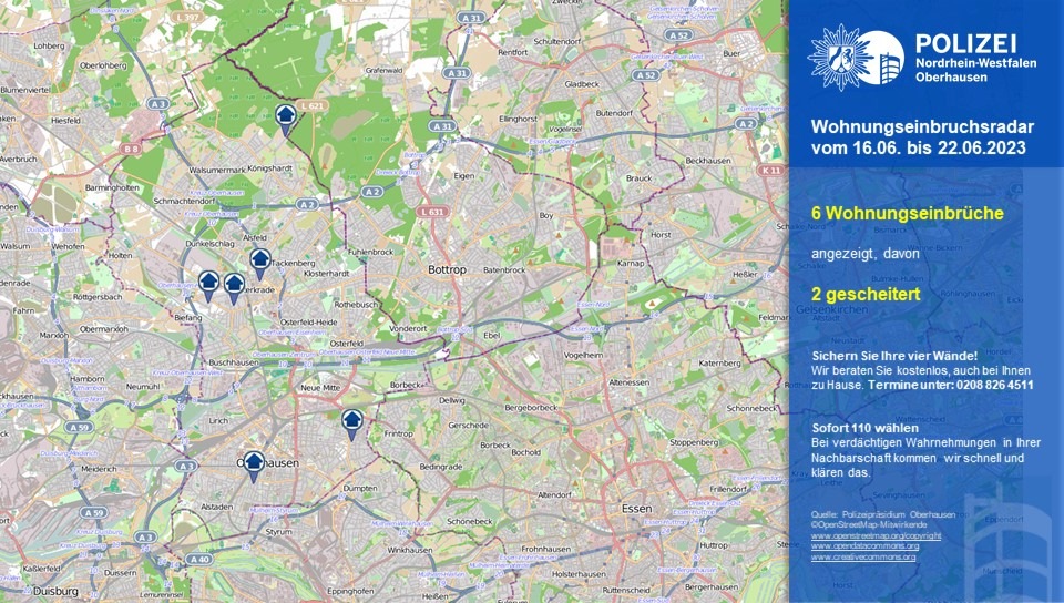 POL-OB: Wohnungseinbruchsradar - Zwei von sechs Wohnungseinbrüchen gescheitert