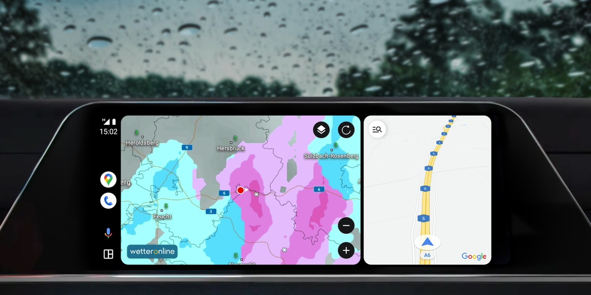 WetterOnline jetzt für Android Auto / Live-Wetterinformationen auf Achse