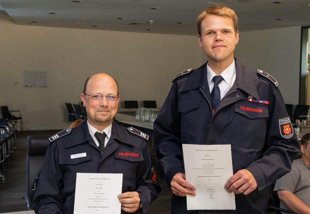 FW-KLE: Bürgermeister Gebing ernennt stellvertretende Leiter der Feuerwehr