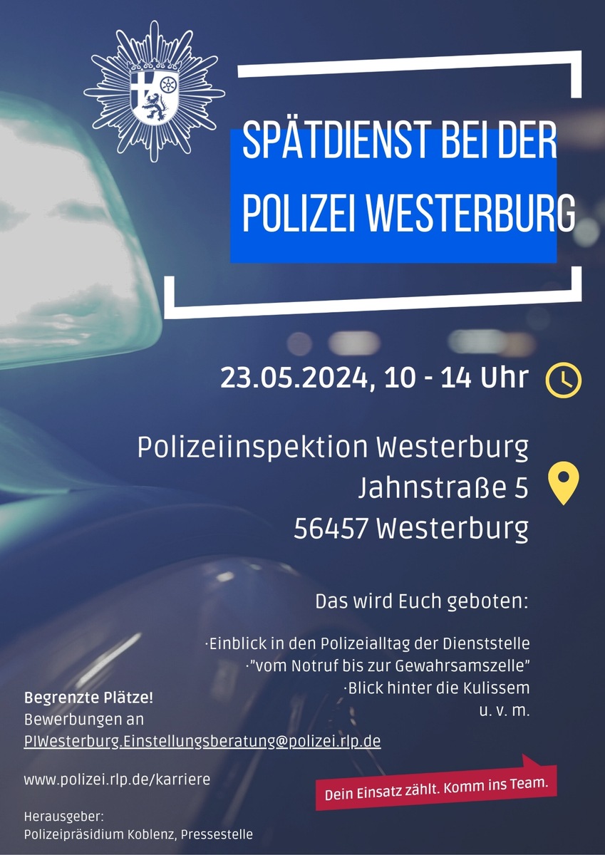 POL-PDMT: Interesse am Polizeiberuf? Veranstaltungstage bei der Polizeiinspektion Westerburg