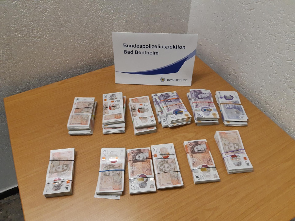 BPOL-BadBentheim: Bargeldschmuggel: Bundespolizei entdeckt rund 23.000 britische Pfund Sterling