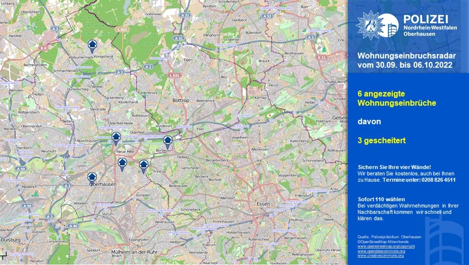 POL-OB: Wohnungseinbruchsradar - Hälfte der Wohnungseinbrüche gescheitert