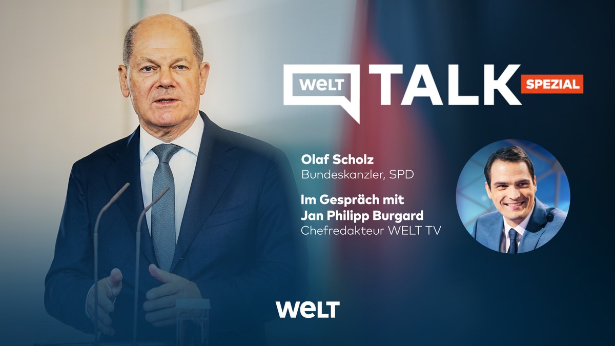 Bundeskanzler Olaf Scholz im WELT TALK Spezial mit TV-Chefredakteur Jan  Philipp