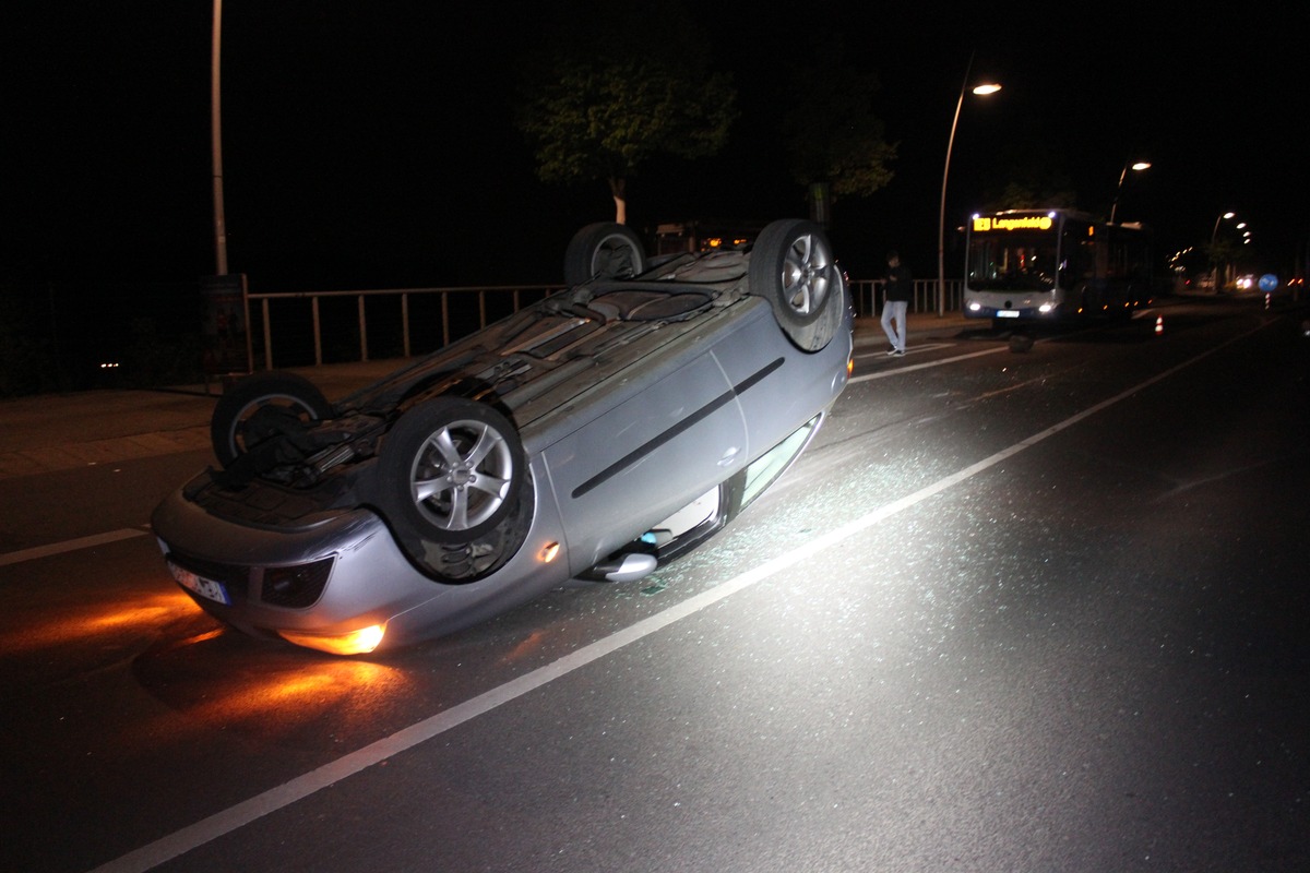 POL-ME: Gefährlicher Eingriff in den Straßenverkehr- PKW überschlug sich -Monheim-2204097