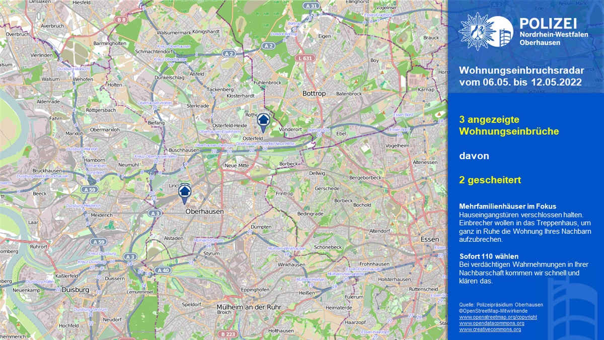 POL-OB: Aktueller Wohnungseinbruchsradar für Oberhausen