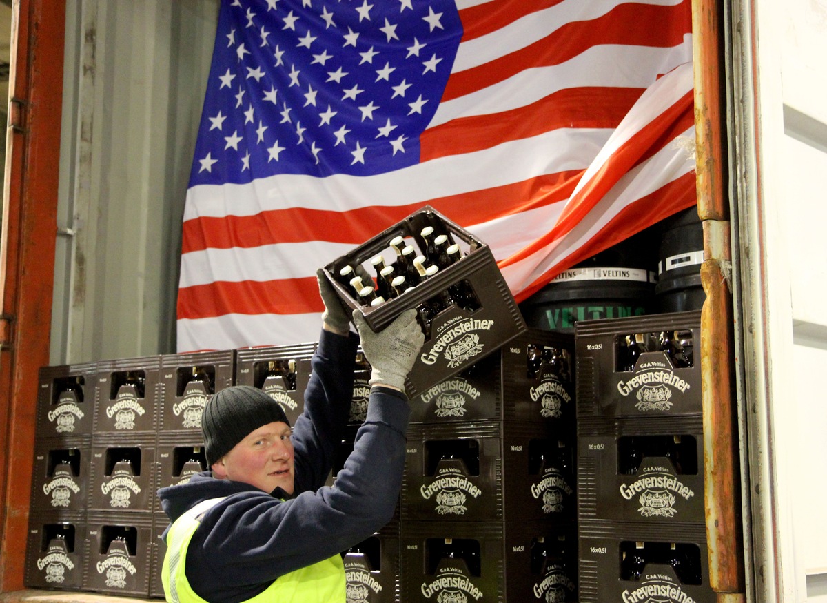 Erster Container bringt Grevensteiner Landbier nach New York, Seattle und San Diego