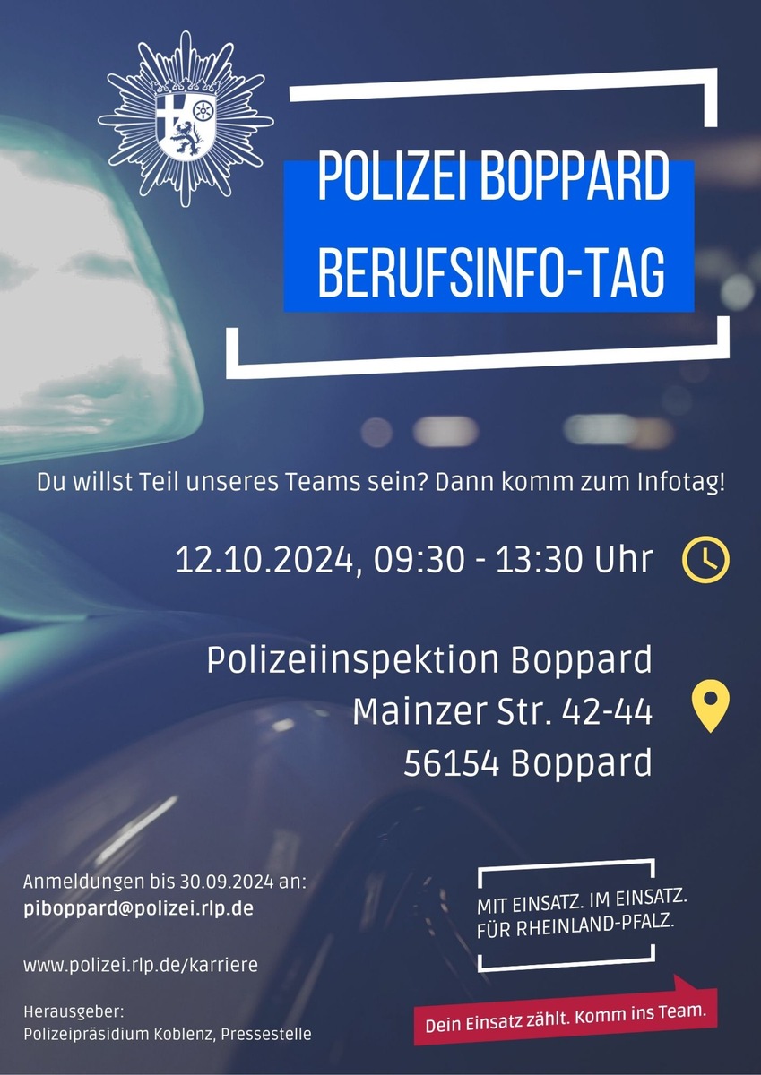 POL-PDKO: Berufswunsch Polizist/in? Polizei Boppard gewährt Blick hinter die Kulissen