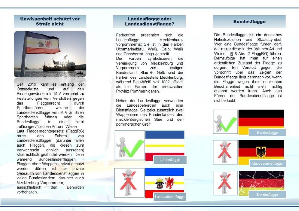 LWSPA M-V: Aufklärungsinformationen der Wasserschutzpolizei nach Verstößen gegen das Flaggenrecht durch Freizeitskipper