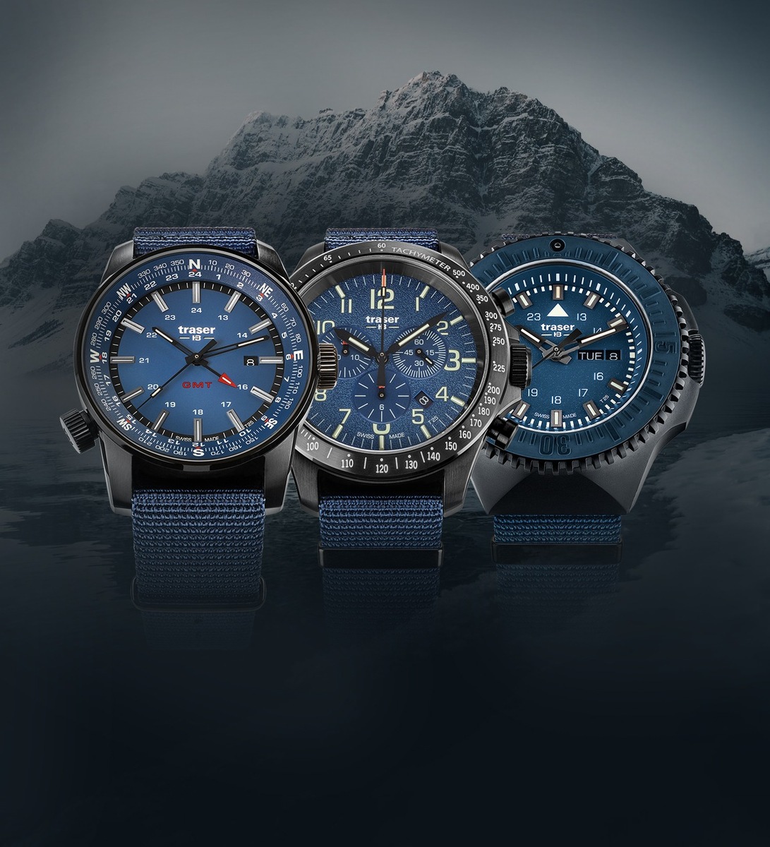 For all winter adventurers: traser presents three blue timepieces for the cold season