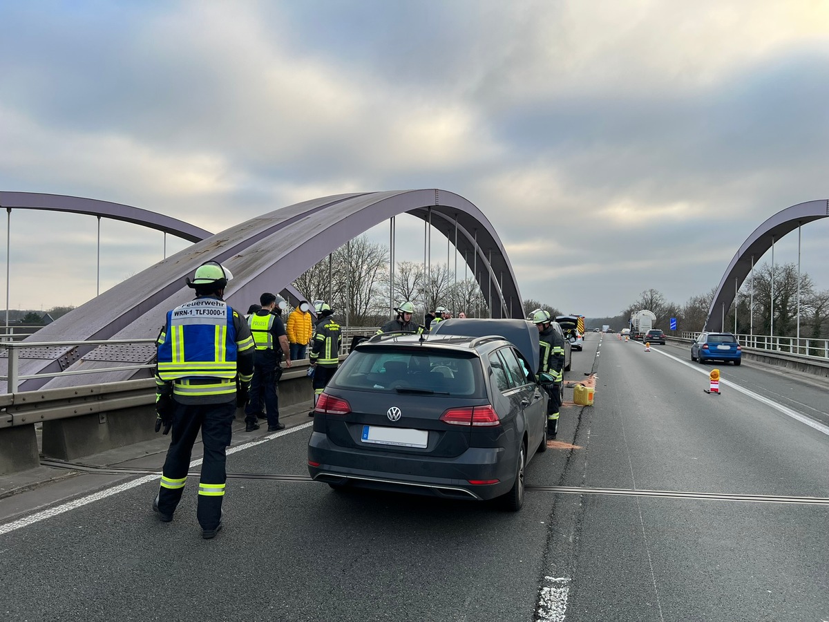 FW-WRN: Zwei Verkehrsunfälle auf der Autobahn 1 bei Werne