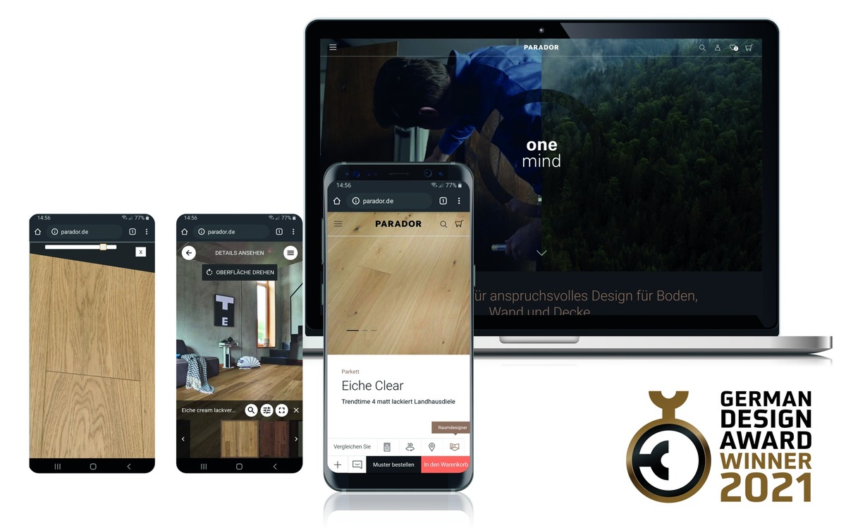 German Design Award 2021 für Parador Online Brand Store
