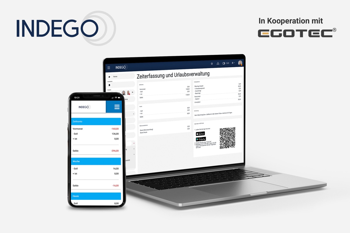 INDEGO erweitert Plattformlösung um digitale Zeiterfassung und Urlaubsverwaltung in Zusammenarbeit mit EGOTEC
