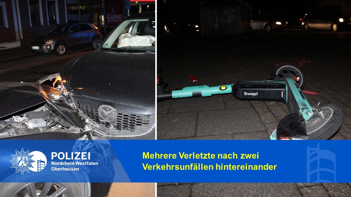 POL-OB: Mehrere Verletzte nach zwei Verkehrsunfällen hintereinander