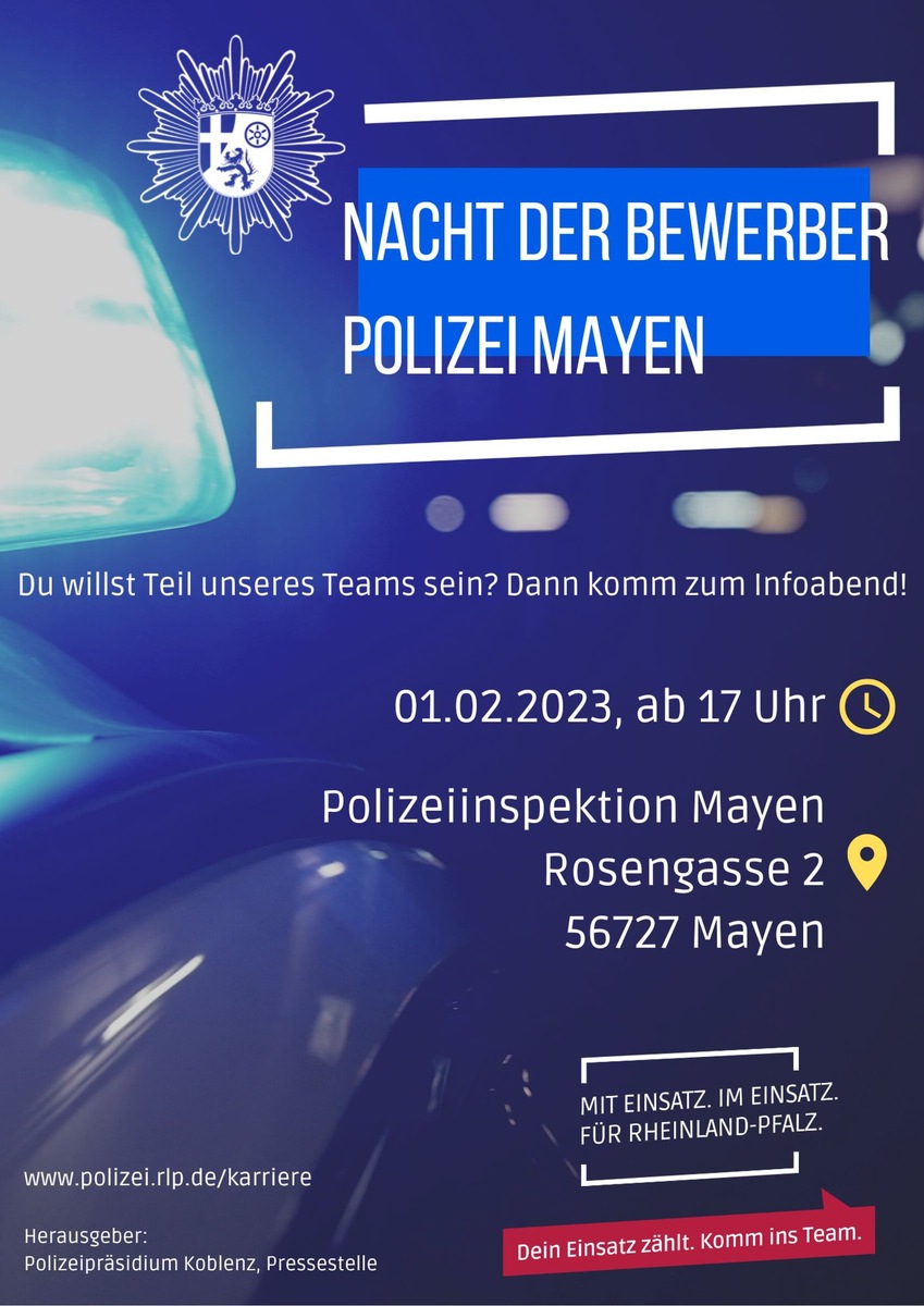 POL-PPKO: Nacht der Bewerber bei der Polizei Mayen