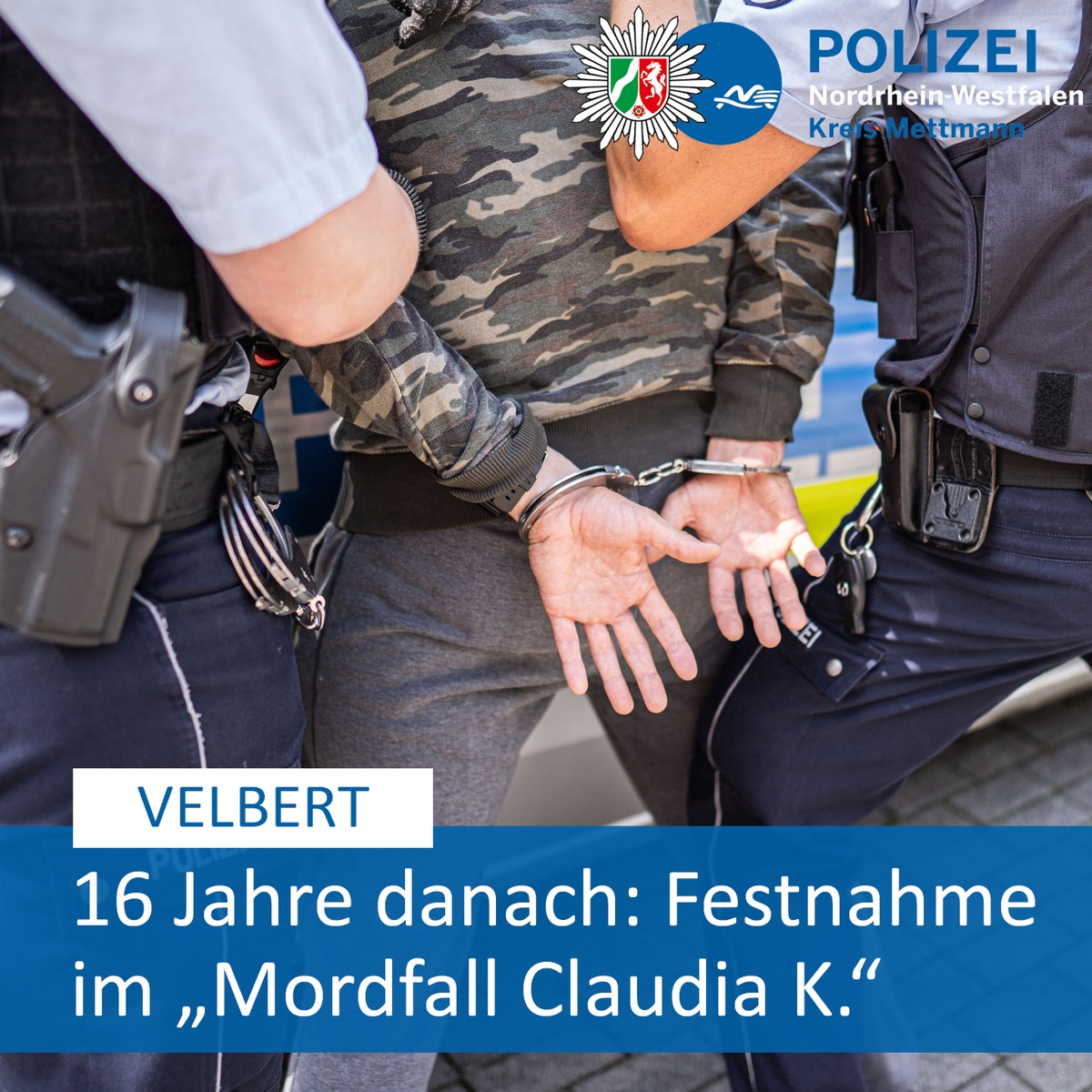 POL-ME: Festnahme nach Mordfall aus dem Jahr 2007: Einladung zur Pressekonferenz - Velbert / Düsseldorf - 2308001