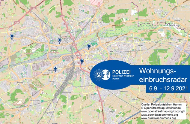 POL-HAM: Wohnungseinbruchsradar Hamm für die Woche 06.09.2021 bis 12.09.2021