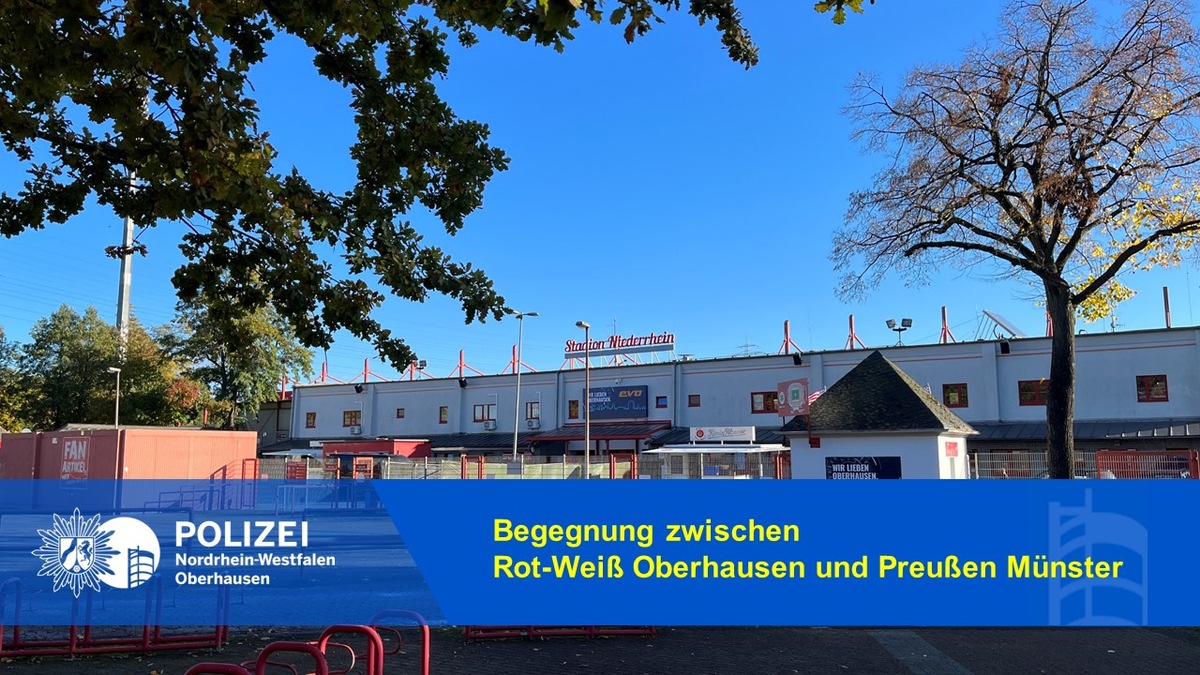 POL-OB: Fußballspiel in der Regionalliga West zwischen dem SC Rot-Weiß Oberhausen und dem SC Preußen Münster im Stadion Niederrhein