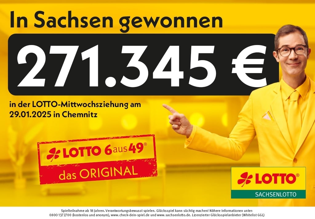 Lotto-Sechser in Chemnitz: 271.345,70 Euro gewonnen