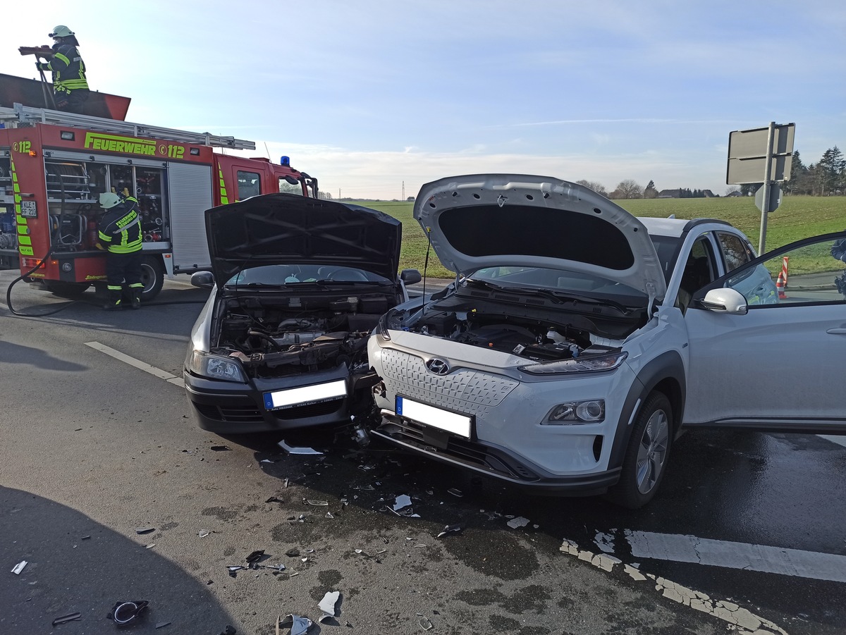 FW-KLE: Verkehrsunfall mit Elektrofahrzeug: Fahrerin wurde verletzt