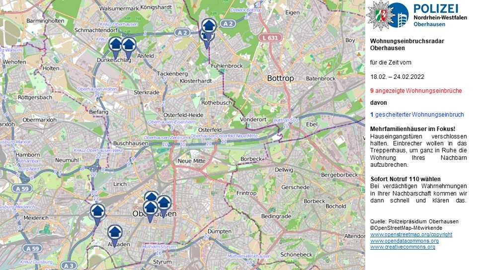 POL-OB: Wohnungseinbruchsradar für Oberhausen - Bitte jetzt nicht nachlässig werden!