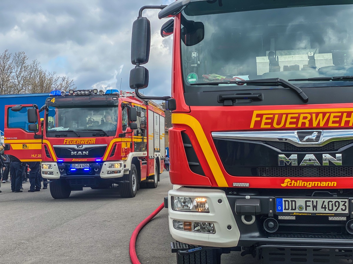 FW Dresden: Brand in Erstaufnahmeeinrichtung für Asylbewerber