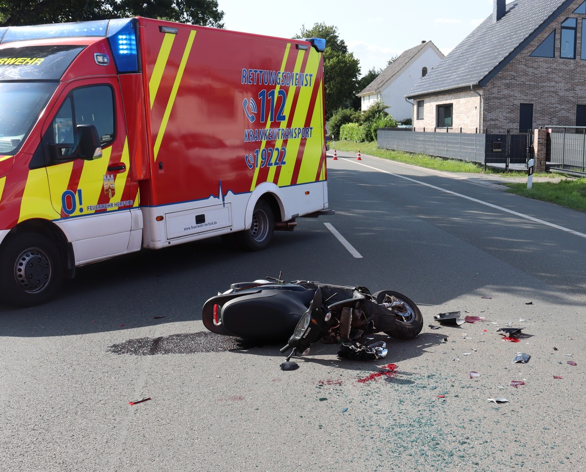 POL-HF: Rollerfahrer bei Unfall schwer verletzt- Abbremsmanöver übersehen