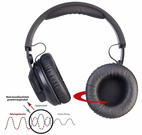 Ungestört Musik hören in bester Klangqualität: auvisio Over-Ear-Headset OHS-510.bt mit aktiver Rauschunterdrückung, Bluetooth 5.3