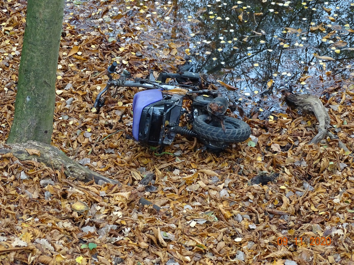 POL-SE: Klein Nordende - Motorroller im Liether Moor entsorgt