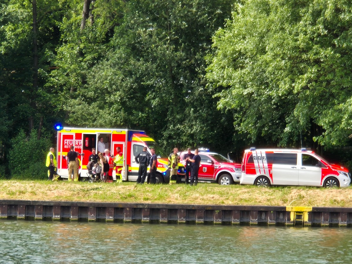 FW Datteln: Beinahe Badeunfall im Kanal sorgt für Großeinsatz