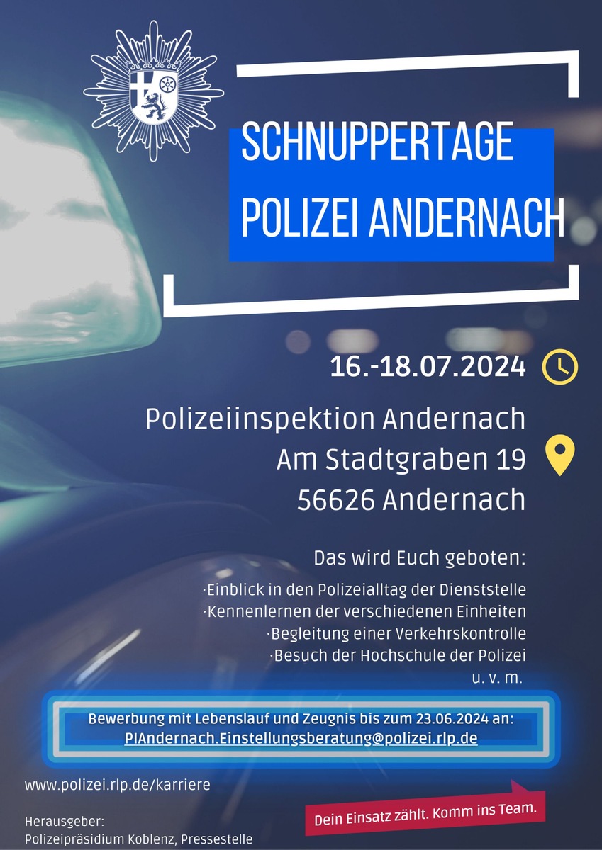 POL-PPKO: Schnupperpraktikum bei der Polizeiinspektion Andernach