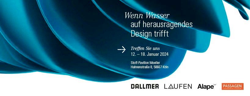 PASSAGEN 2024: Einladung zum Pressetermin mit Dallmer, Laufen und Alape