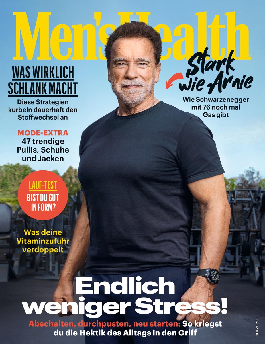 Arnold Schwarzenegger bei Men's Health: Ich trainiere, weil ich am Leben  bleiben will.