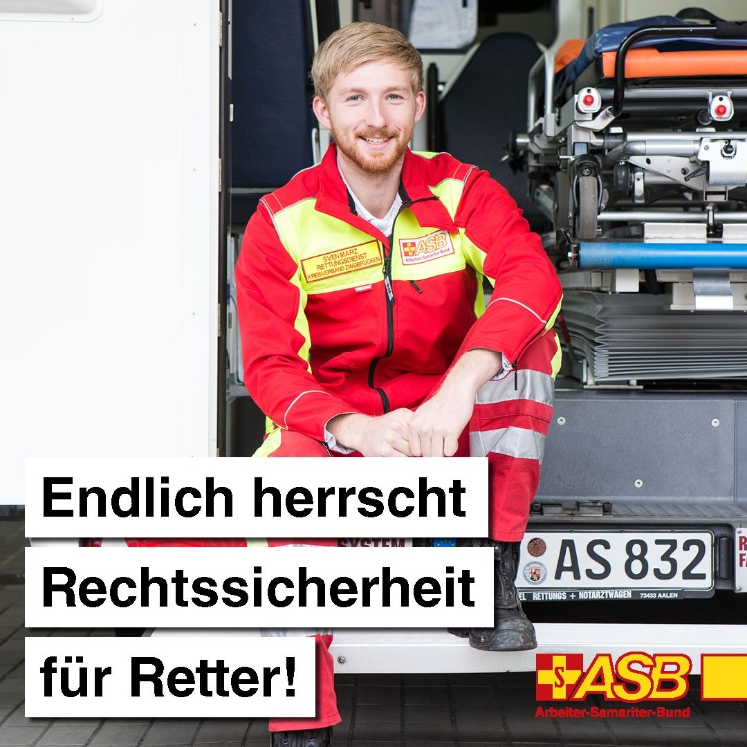 ASB-Bundesvorsitzender Knut Fleckenstein begrüßt Änderung des Notfallsanitätergesetzes / Endlich mehr Rechtssicherheit für die Rettungskräfte