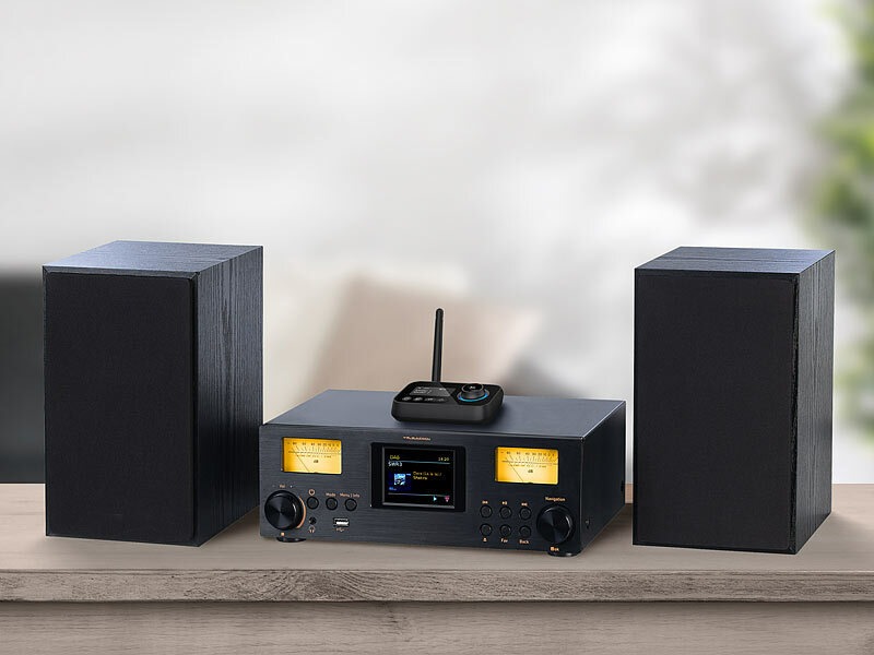 auvisio 2in1-Audio-Sender und -Empfänger BTR-450 mit Bluetooth 5, TOSLINK, LED-Display: Bluetooth-Erweiterung für HiFi-Anlage, Kopfhörer, Media-Player u.v.m.