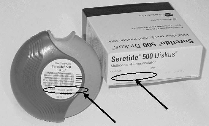 Rappel d&#039;un lot du médicament antiasthmatique Seretide® 500 Diskus®