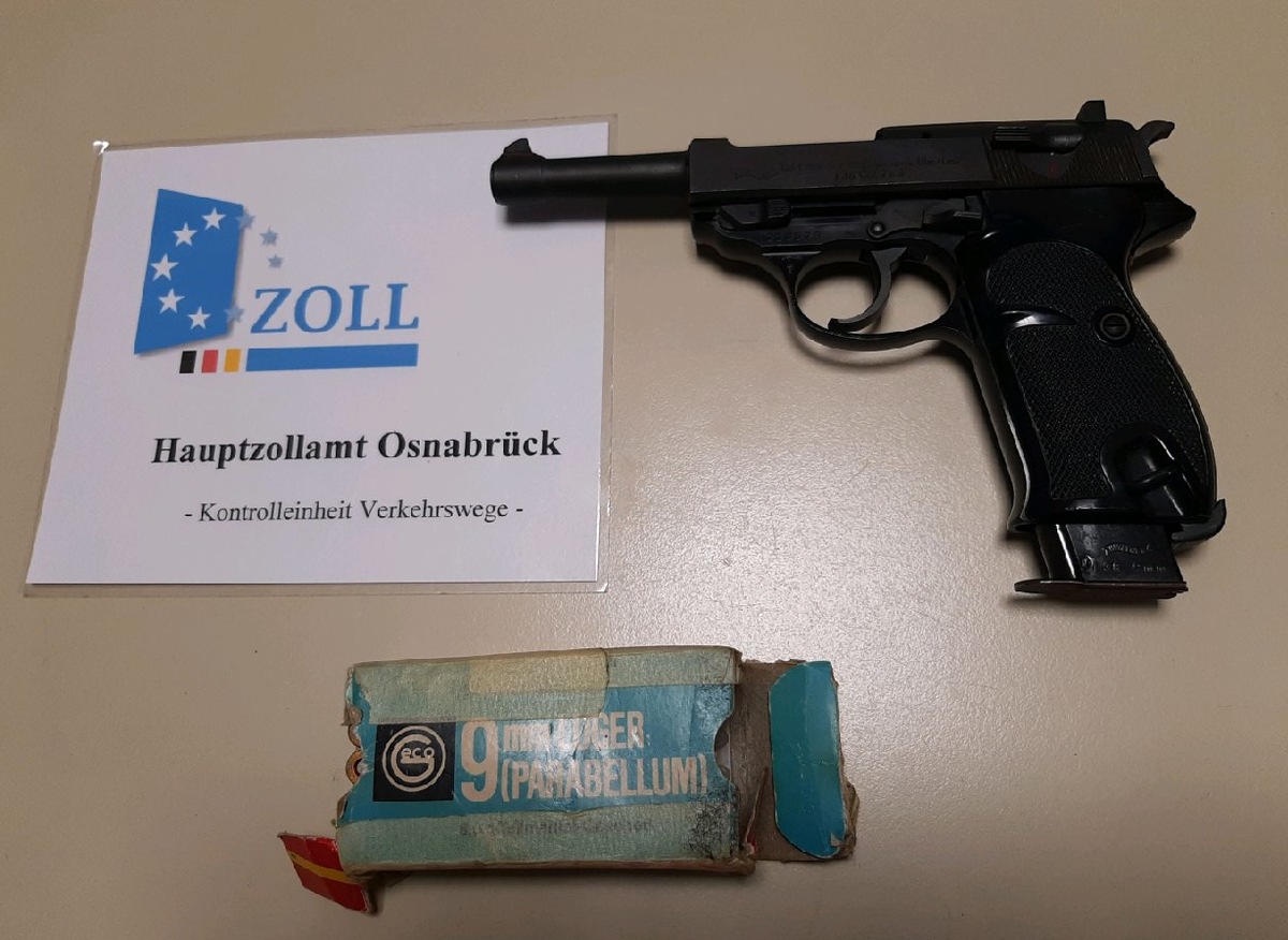 HZA-OS: Osnabrücker Zoll entdeckt Pistole im Handschuhfach