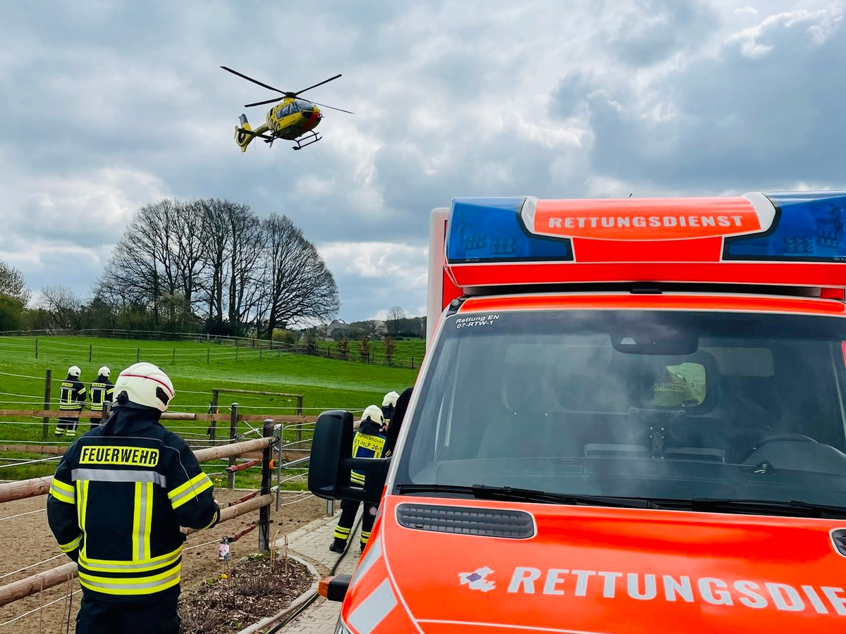 FW-EN: Rettungshubschrauber nach Reitunfall im Einsatz