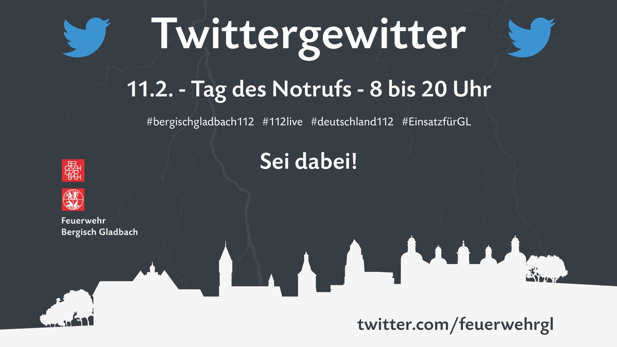 FW-GL: Am Tag des europäischen Notrufs: Feuerwehr Bergisch Gladbach ist beim Twittergewitter live dabei