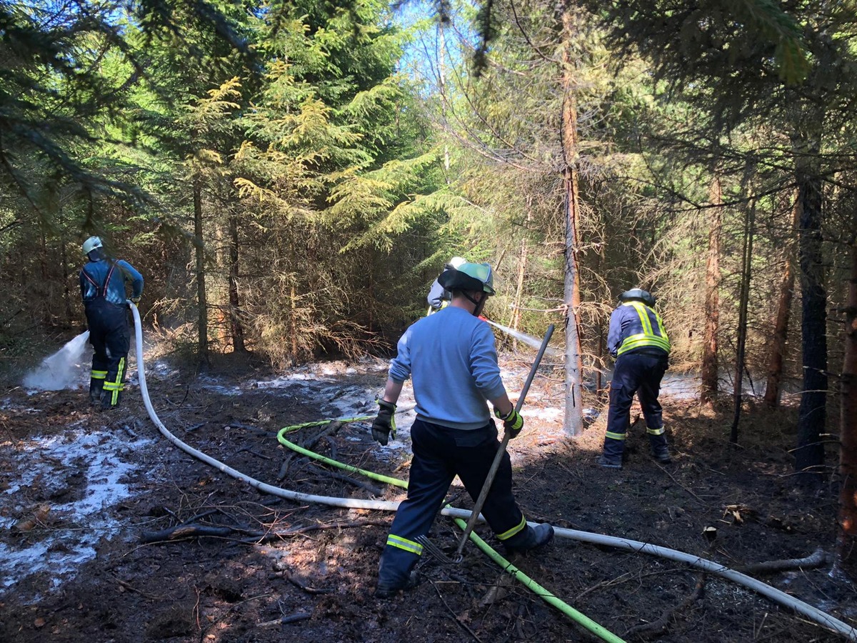 FW-OE: beherztes Eingreifen verhindert größeren Waldbrand