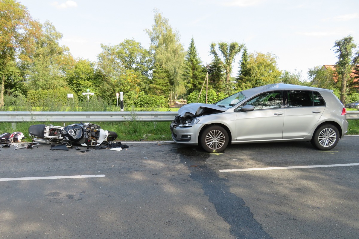 POL-OL: +++Motorradfahrer bei Unfall lebensgefährlich verletzt+++