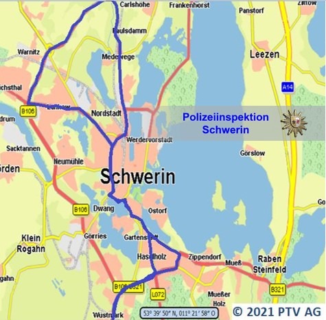 POL-SN: Traktorkorso - Verkehrswarnung für Freitag in Schwerin