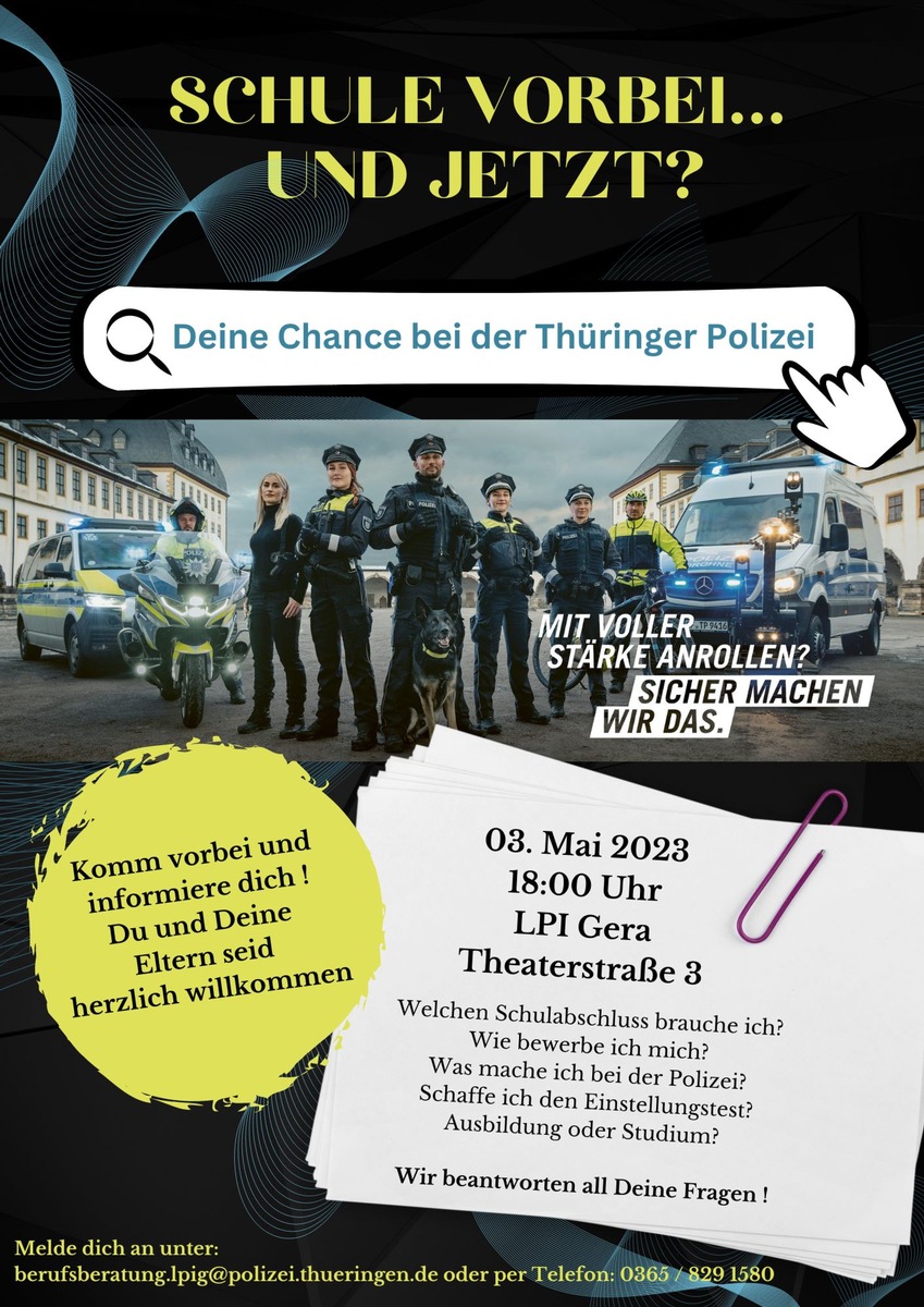 LPI-G: Alles zum Thema: Ausbildung und Karrierechancen bei der Thüringer Polizei.