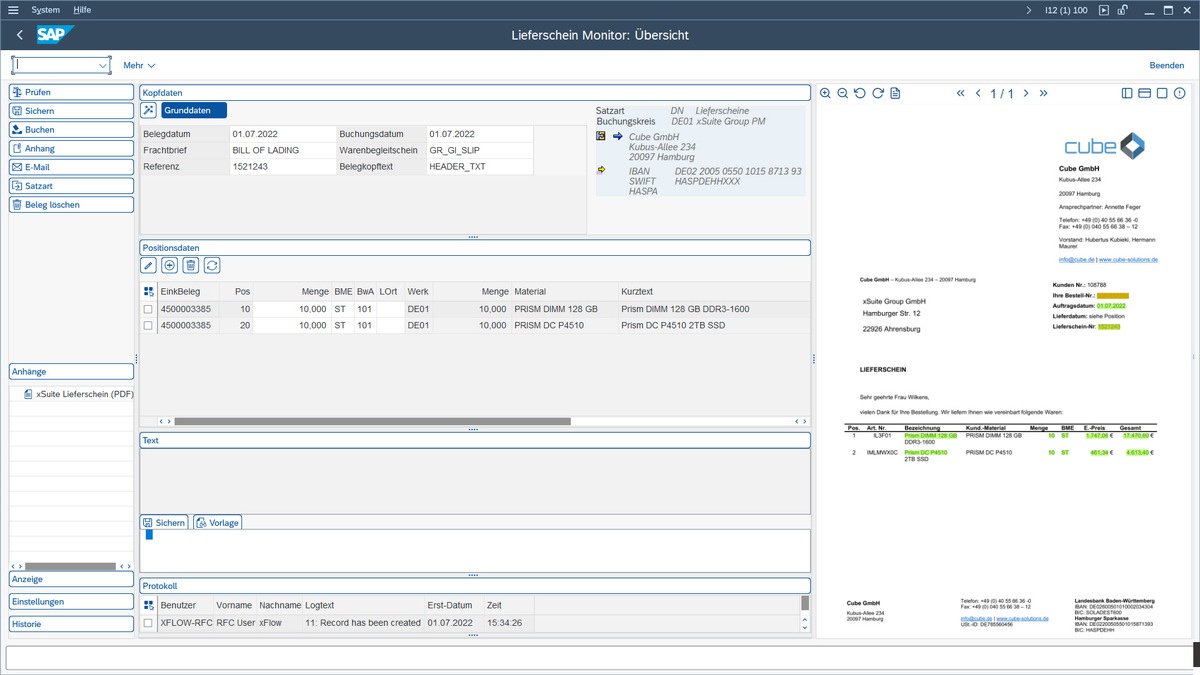 &quot;xSuite Delivery Notes Cube&quot; automatisiert Lieferscheinbearbeitung