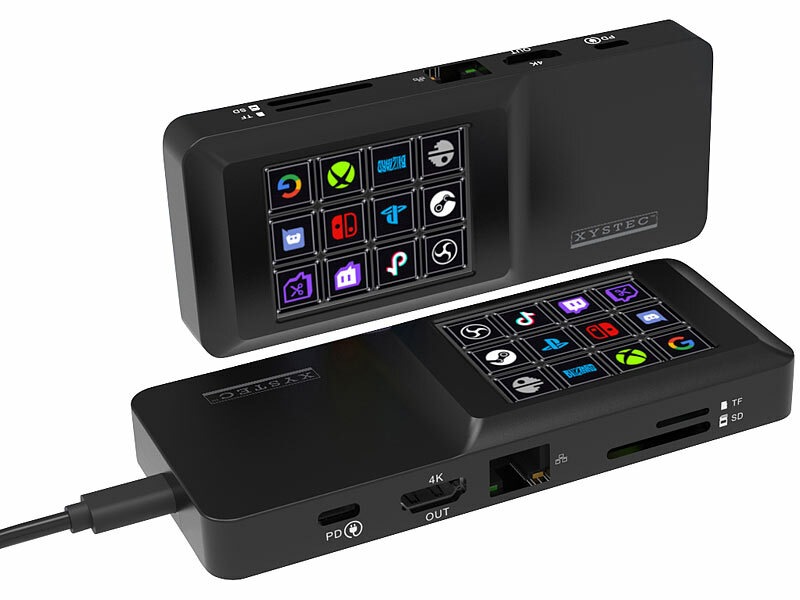 Apps, Software u.v.m. mit 12 programmierbaren Shortcuts steuern: Xystec Software-Controller &amp; Dock mit Touch-Display, 4K-HDMI-Port, 3xUSB, LAN