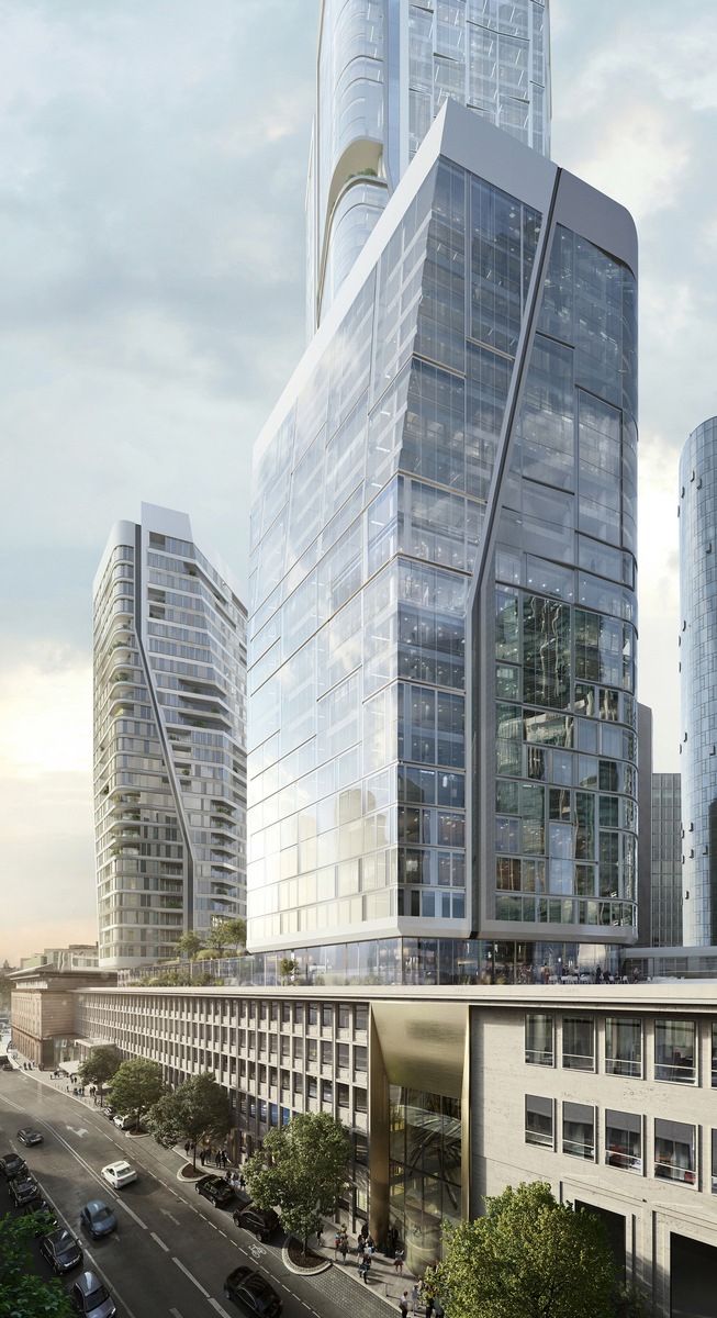 Baker McKenzie hat als erster Mieter den Büroturm Aqua (T4) von Union Investment im Quartier FOUR Frankfurt bezogen / 320 Mitarbeiter im 16. bis 23. OG / Fokus auf Nachhaltigkeit und Arbeitsplatzkonzepte