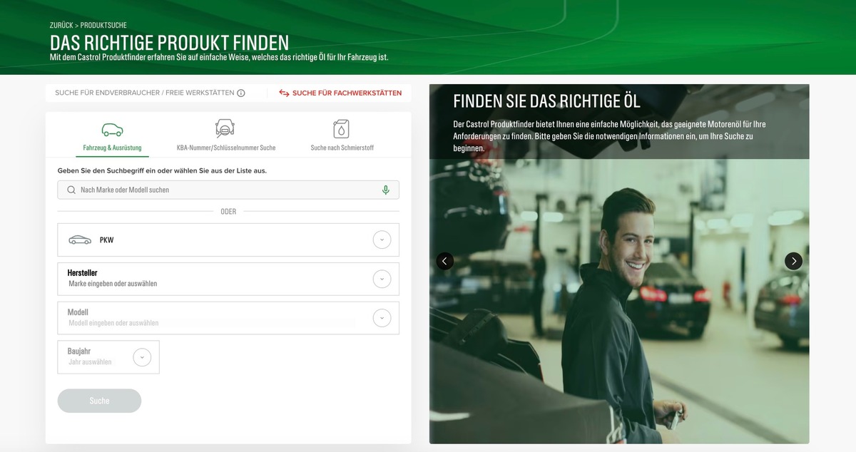 **Pressemeldung** Optimiertes Online-Tool von Castrol: Werkstätten und ihre Kunden finden jetzt noch einfacher das richtige Öl