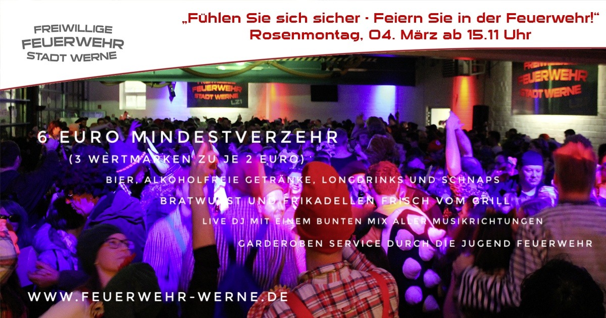 FW-WRN: Rettungsgasse... das wäre Klasse!!! Der Löschzug 1 Stadtmitte der Freiwilligen Feuerwehr Werne lädt zu Ihrer Karnevalsparty ein!