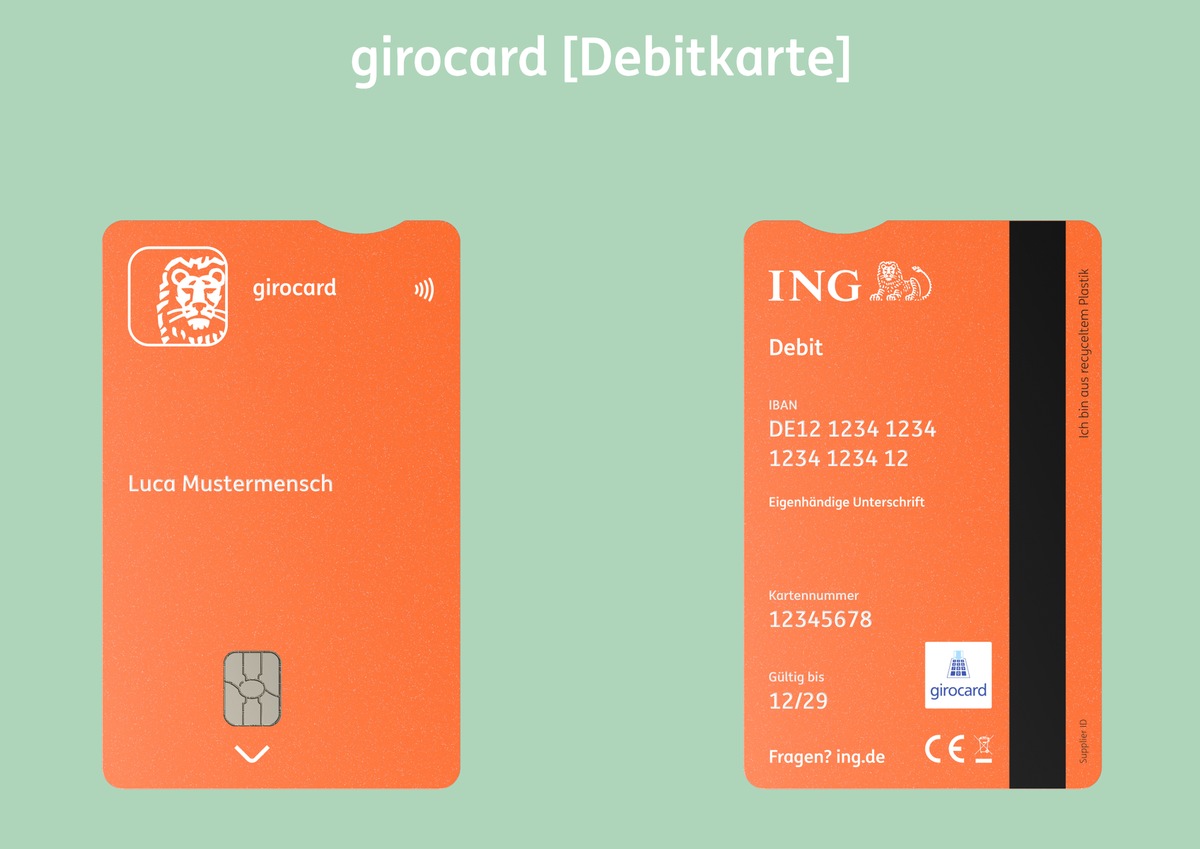 Bezahlkarten der ING Deutschland erhalten neues Design - Nachhaltigkeit und Barrierefreiheit im Vordergrund